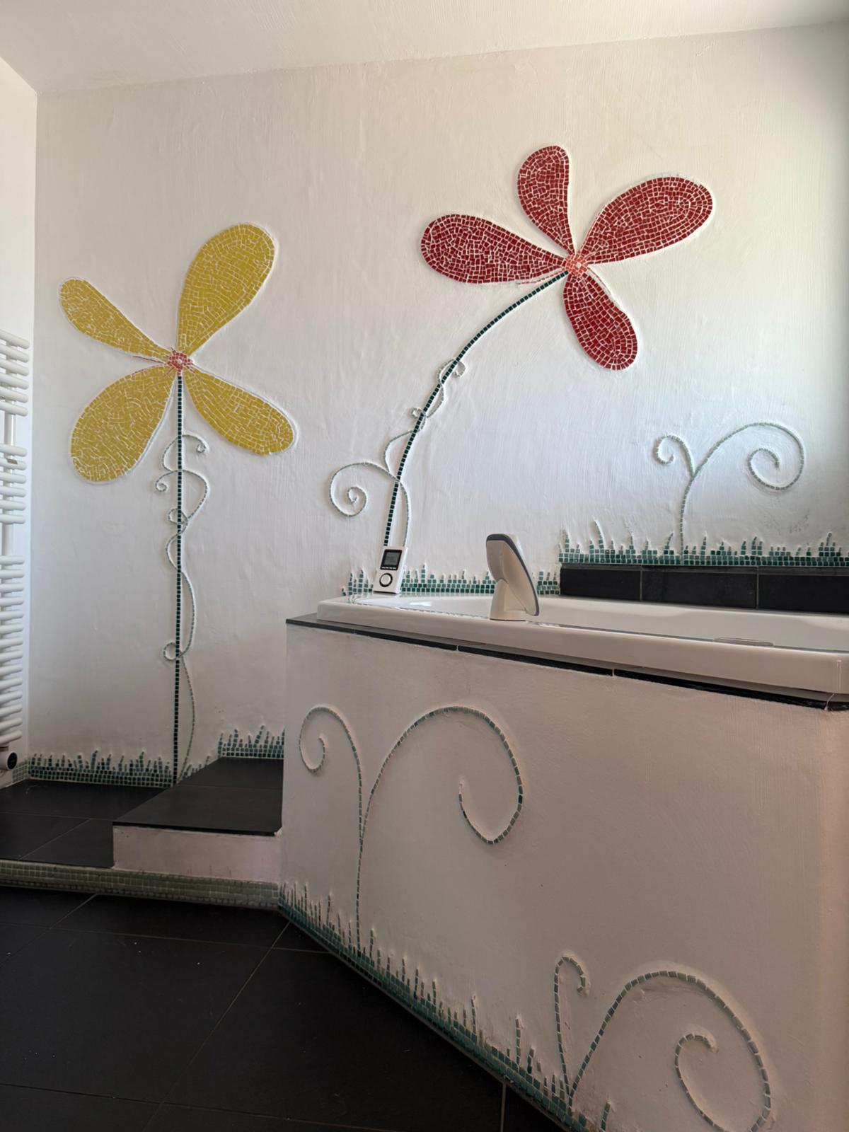 Mosaïque fleurs artistique